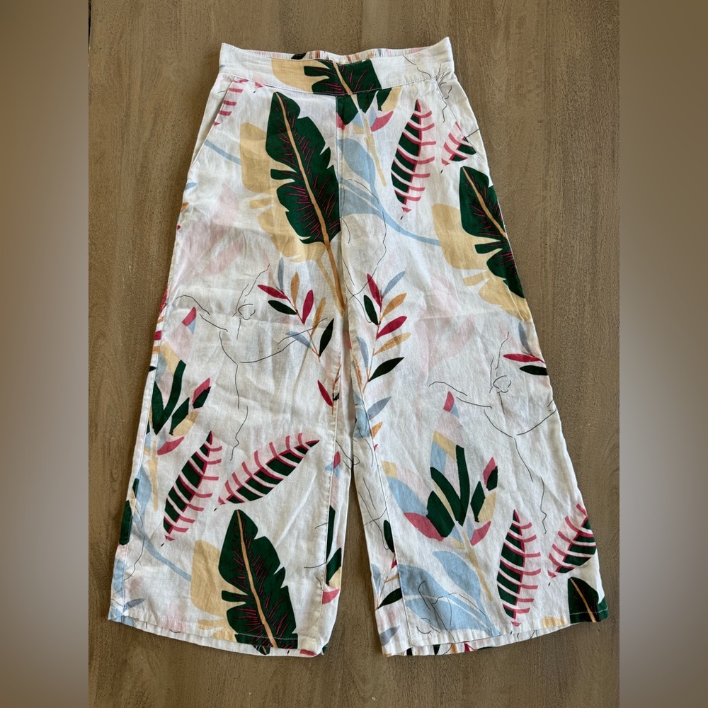 NEW Cynthia Rowley 100% linen botanical Print pants - size small
